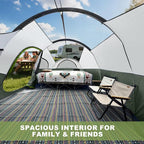 CAMPROS CP Tent 8 Person Camping Tents, Weather Resistant Family Tent, 5 Large Mesh Windows, Double Layer, Divided Curtain for Separated Room, Portable with Carry Bag