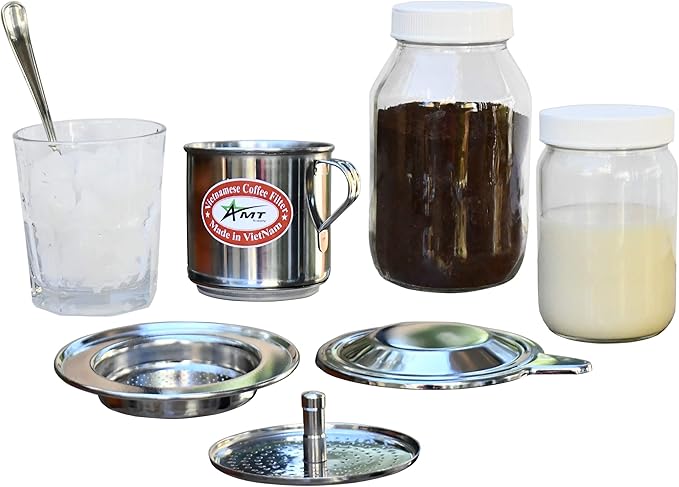 AMT 6.5 oz Coffee Maker, Phin Filter, Screw Down Coffee Dripper for Vietnamese Style Coffee at Home or Office