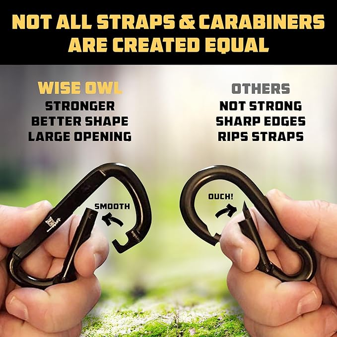 Wise Owl Outfitters Hammock Straps for Trees – 10ft Heavy-Duty Tree Hanging Kit with Carabiners, 38 Loops & Hooks – Essential Hammock Accessories for Camping