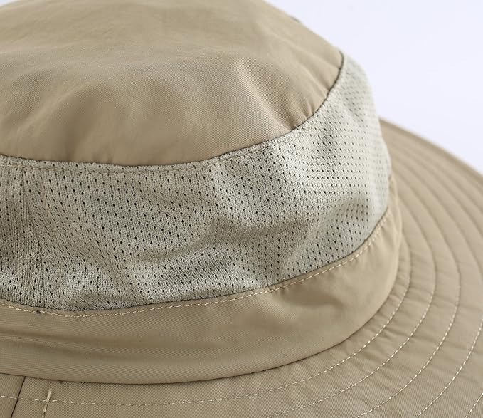 Home Prefer Outdoor UPF50+ Mesh Sun Hat Wide Brim Fishing Hat with Neck Flap Sun Hat for Men Women