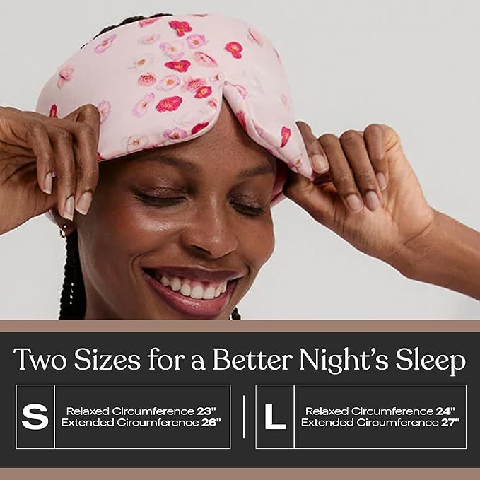 Lunya Washable Silk Sleeping Mask – Thermoregulating Mulberry Silk, Light Blocking and Comfortable Fit – Sleep Mask for Women and Men with Box – California Poppy – Small