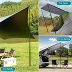 Telescoping Tarp Poles, Heavy Duty 7.67ft Aluminum Tent Poles for Tarp with Rubber Cap, Portable Set of 4 Adjustable Poles for Camping, Awning, Sun Shade, Free Carry Pouch