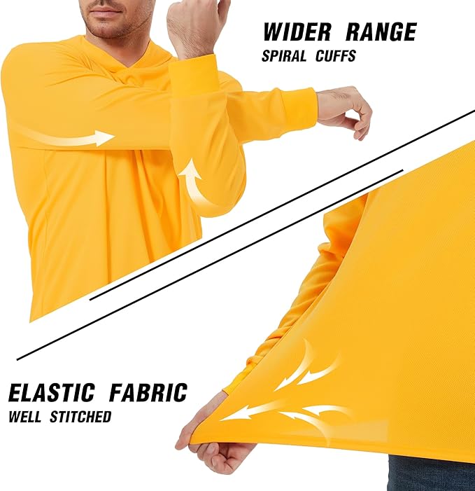 ProtectX High Visibility Sun Protection Lightweight Long Sleeve Hoodie, UPF 50+ Quick-Dry, SPF UV Shirt, Active Wear