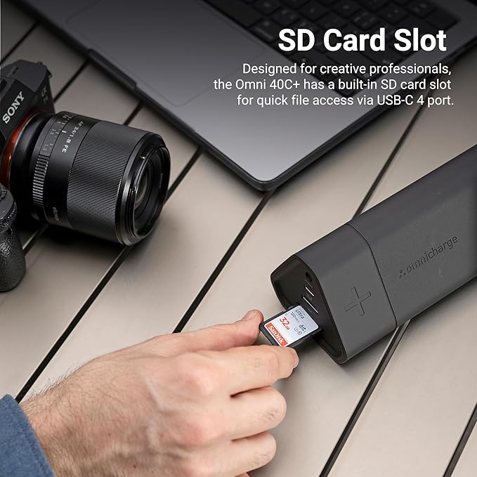 Omni 40C+ 38400mah/142wh Professional Premium Portable Power Bank with 100W USB-C Port – Laptop Power Bank, Universal Charger for All Devices, Fast Charging USB-C & QC 3.0 Ports, HDMI & SD Card Reader