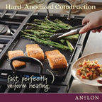 Anolon Advanced Home Hard Anodized Nonstick Double Burner Griddle, 10 Inch x 18 Inch, Onyx