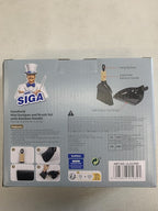 MR.SIGA Mini Dustpan and Brush Set, Portable Cleaning Brush and Dustpan Combo with Bamboo Handle, Black, 1 Set