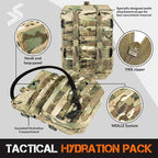 Tactical Molle Hydration Pack 3L Hydration Carrier Pack Water Reservoir Bag for Molle Vest Backpack