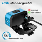 EverBrite Rechargeable LED Headlamp, Only 1.59 OZ Ultra-Light with Hat Clip, IP67 Waterproof, White/Red/Green Light, 7 Modes for Camping, Running and Backpacking-Blue