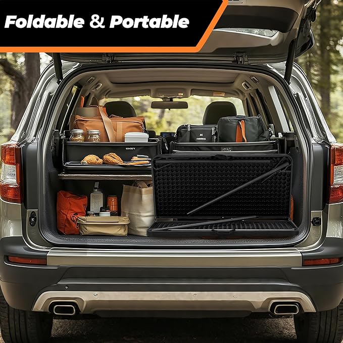 34" Camping Table, Portable Square Camping Card Table with Collapsible Legs & Carrying Handle, Plastic Tables for Outdoor Cooking,Camping,Picnic, Office, Party, Black