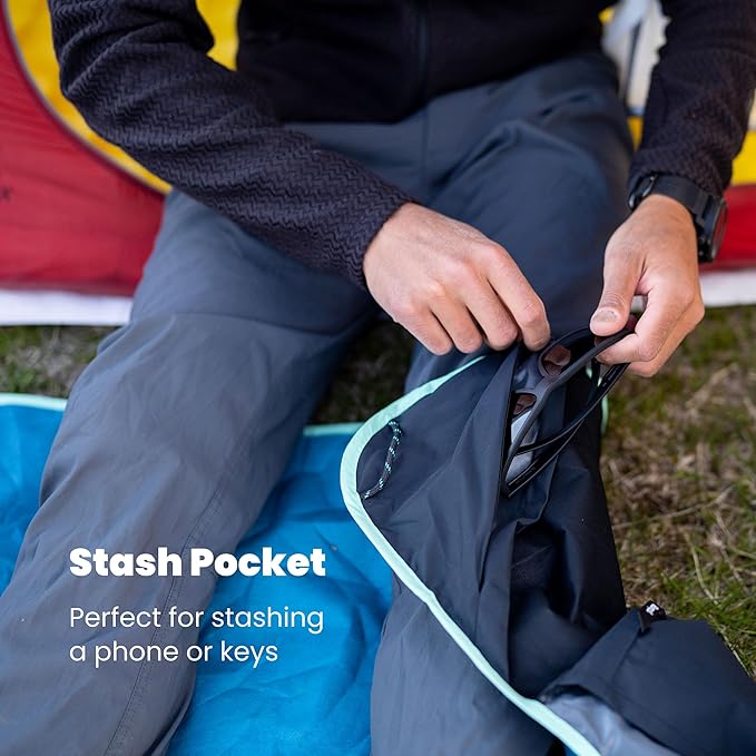 Rumpl Everywhere Mat, Waterproof Picnic Blanket and Ground Mat for Camping, Hiking, and Picnicking, 52x75 Inches, Coast Retro Rays