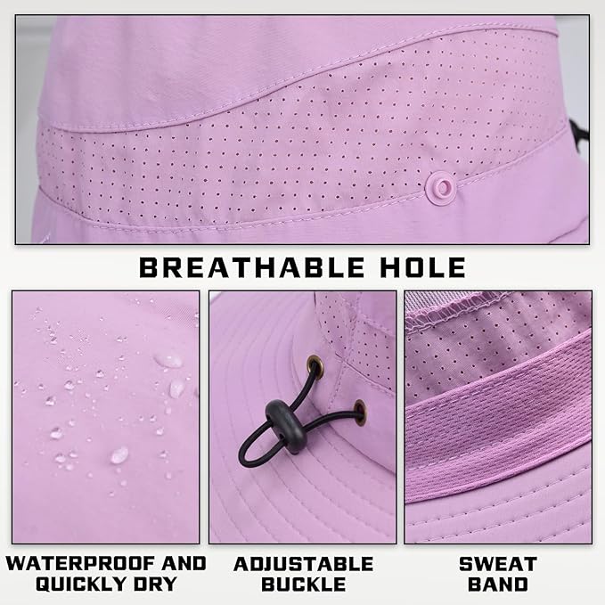 Sun Hats for Men Women, UPF50+ Protection Safari Hat,Wide Brim Fishing Hat with Neck Flap,Bucket Hats for Beach Hiking