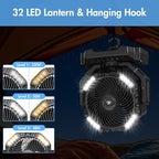 40000mAh Battery Powered Camping Fan - 136H Max Cooling, Rechargeable Battery Operated Oscillating Floor Fan with Charger, Remote & Hook, Portable for Tent Outdoor Patio Garage Hurricane Power Outage