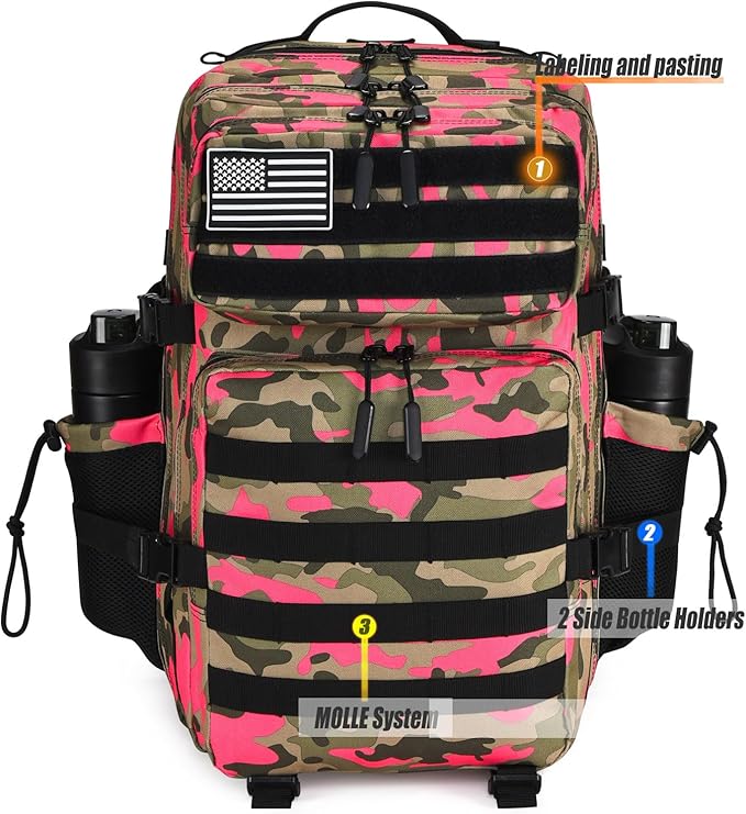 Military Tactical Backpack 45L Large Tactical Backpack for Men, Hiking Rucksack With Bottle Holder