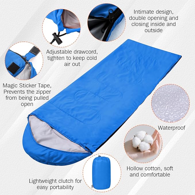 Macarrie 6 Pack Camping Sleeping Bags Bulk for Adults, 4 Season Cold Weather Sleeping Bag with Compression Sack Lightweight Waterproof Essential Gear for Backpacking Hiking Travel