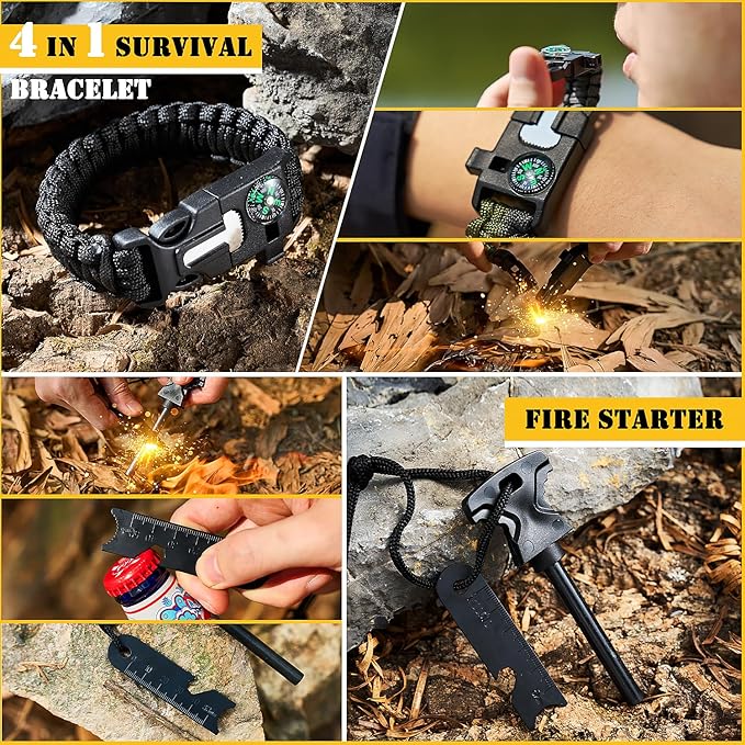 Survival First Aid Kit,99PCS Professional Survival Gear Large Hiking Backpack with Emergency Equipment Outdoor Adventure Accessories,Gift for Men Father