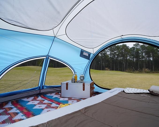 Vidalido 3-4 Person Camping Tent with 2 Large Mesh Door 4 Mesh Window Family Tents, Double Layer Waterproof Portable Easy Setup Camp Tent, Canvas Dome Tents for Camping Outdoor Hiking and Backpacking