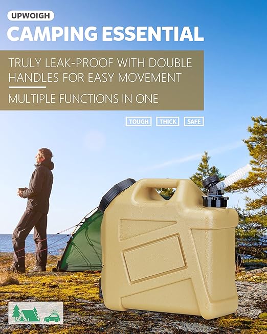 UPWOIGH Water Container, 2.6 Gallon Water Containers Jug, (13x12x5.3in) Truly No Leakage Water Storage, Small Warm Sand Color Water Tank,BPA Free Portable Emergency Water Storage for Camping, Hiking