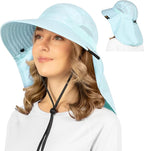 SUN CUBE Wide Brim Sun Hat with Neck Flap, UPF50+ Hiking Safari Fishing Hat for Men Women, Sun Protection Beach Hat