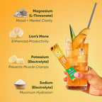 IQMIX Hydration Electrolyte Powder – 4-in-1 Formula for Hydration, Mental Clarity, Mood and Recovery – Sugar-Free Drink Mix, Keto, Magnesium L-Threonate, Lion’s Mane – 40 Count Peach Mango