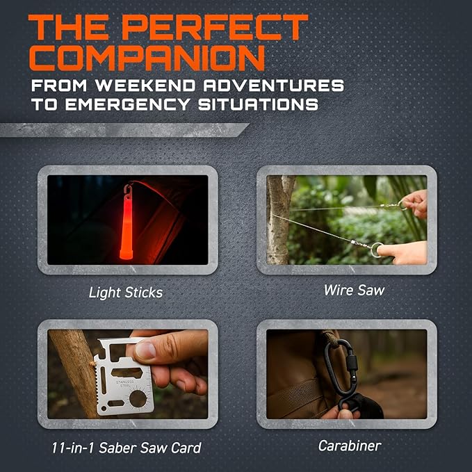 GunZee 175-Piece Survival Kit, First Aid Kit for Emergency and Outdoor Adventures, IFAK, Fishing Gear, MOLLE-Compatible Bag, Car Travel, Camping, Hiking, Earthquake, Tornado, Gifts for Men and Women