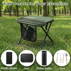 12" Portable Collapsible Stool - Folding Chair with Storage Pouch, Convertible Satchel for Hands-Free Carry & Supports 265Lbs, Ultralight for Hiking, Fishing, Camping, Festivals (Green, Standard)