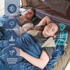 KingCamp Double Sleeping Bag for Adults, Queen Size 2 Person XXL Flannel Sleeping Bag, Waterproof Lightweight Flannel Quilt with 2 Pillows, Perfect for Couples Family Camping Hiking