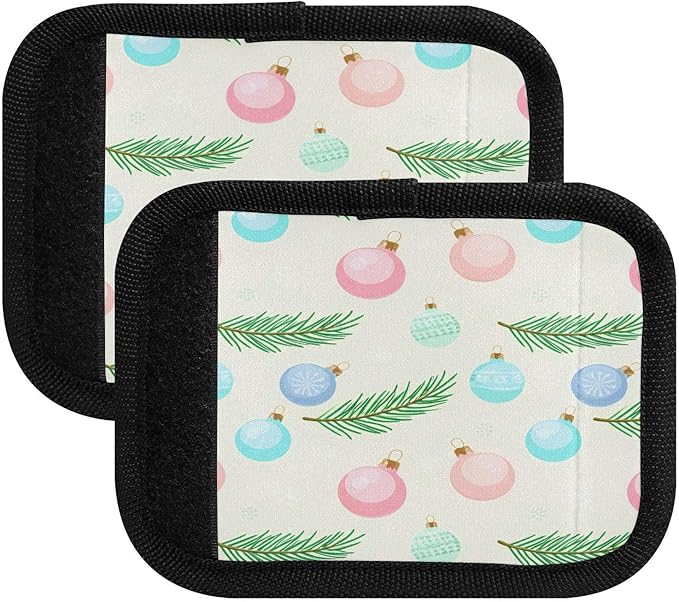 Christmas Ornaments 2 Pack Neoprene Suitcase Wraps, Luggage Handle Wraps with ID Tag, Non-Slip Suitcase Handle Covers for Travel, Bag Strap Pad