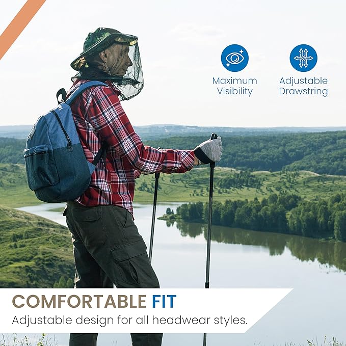 EVEN NATURALS Premium Mosquito Head Net - Ultra Large and Long, Extra Fine Holes, Mesh (39 * 26 * 25 inch)