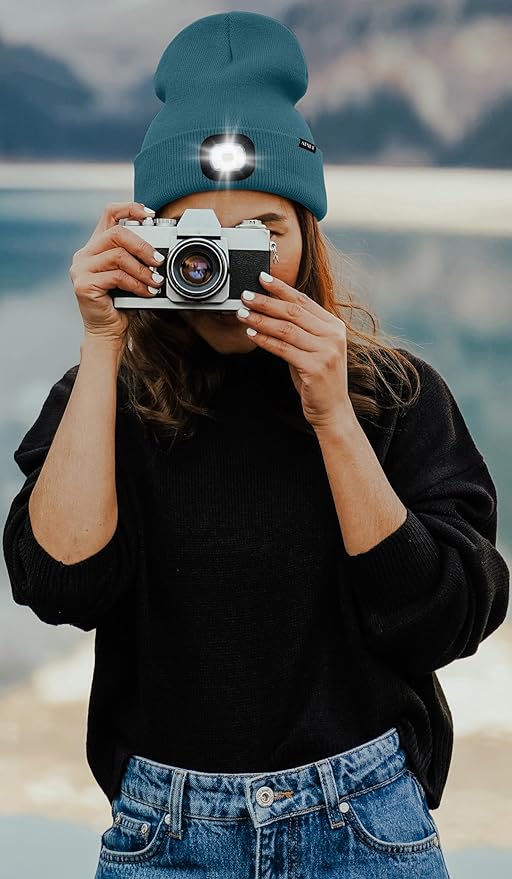 ATNKE LED Lighted Beanie Hat,USB Rechargeable 4 LED Running Headlamp Bright Cap with The Light Gifts for Men and Women