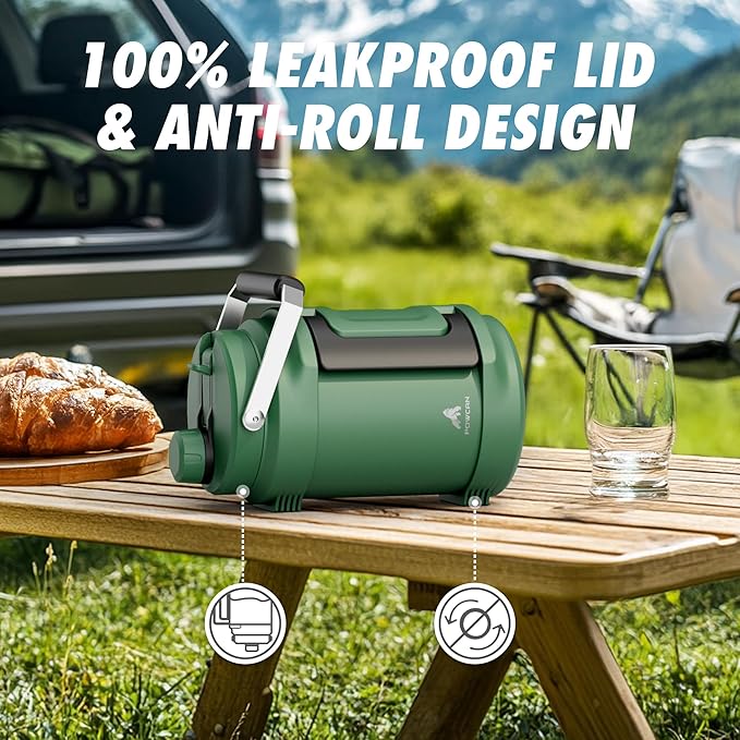 64oz Insulated Water Bottle for Outdoors: 2-in-1 Straw Spout Lid, Dual Handle, Leakproof, Keep Cold 48H, Half Gallon Stainless Steel Water Jug for Sports, Camping, Gym, Work, Beach, Fishing (Forest)