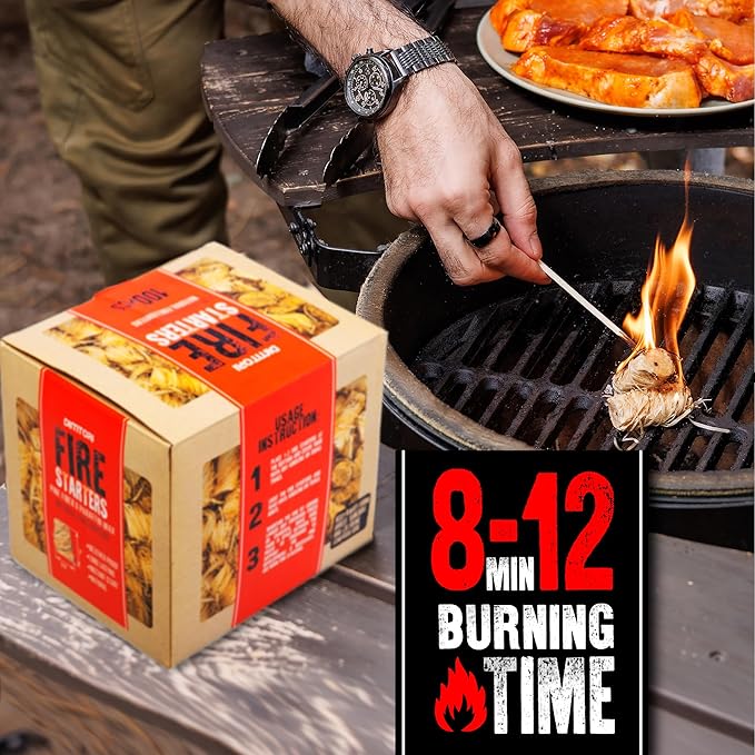 100 pcs Fire Starter for Indoor and Outdoor Use - Natural, Eco-Friendly Firelighter for Grills, Smokers, Fire Pits, Wood Stoves - Waterproof, All-Weather Charcoal Starter, Fire Starters for Campfires