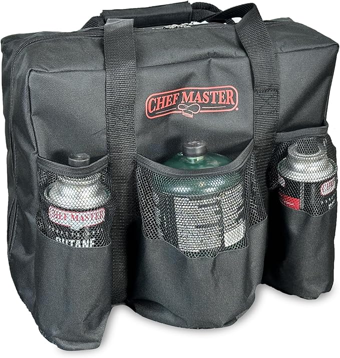 Chef Master Carrying Bag for Camp Stove & Butane Fuel Canister, Travel Camping Bag for Tin Cans, Compatible for Most Portable Camp Stoves & Dual Fuel Stove for Outdoor Trip, Camping Essential 90080