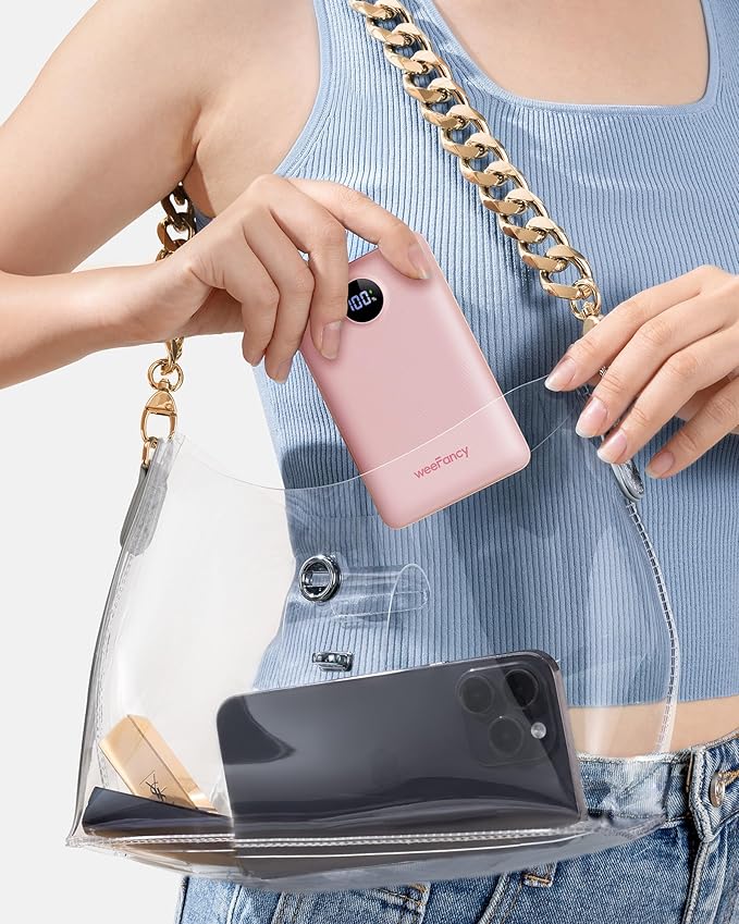 Mini Portable Charger with Built-in Cables 22.5W Fast Charging Power Bank USB-C Small Battery Pack 10000mAh Travel Essential Slim Battery for iPhone 17/16/15/14, Samsung 25/24, and More