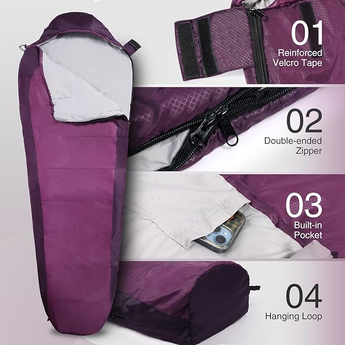 REDCAMP Ultra Lightweight Sleeping Bag for Backpacking, Hiking, Comfort for Adults Warm Weather, with Compression Sack