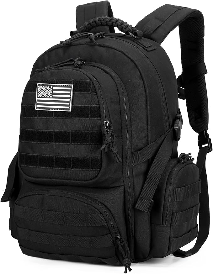 30L Military Tactical Backpack for Men 3 day Assault Pack Molle Daypack Army Hiking Rucksack (Black)