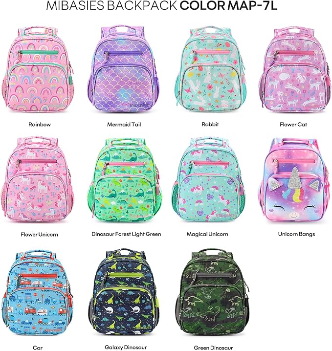 mibasies Toddler Backpack for Girls 2-4: Cute Kids Backpacks for Girls - Preschool Kindergarten Backpack - Flower Cat