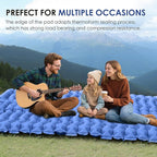 GIGART Double Sleeping Pad for Camping, Portable 4" Extra-Thick Camping Cots for Adults with Pillows & Built-in Foot Pump, Ultralight Camping Mattress for Tent Hiking Essentials Gear (Blue, Double)