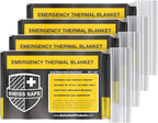 Swiss Safe 4 Pack Mylar Emergency Blankets for Survival - Compact & Insulated for Cold Weather - Designed for NASA, Outdoor, Running, Camping, Survival, First Aid Car Kit - Black & Gold, 4 Pack