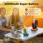 AMACOOL 20000mAh Rechargeable Camping Fan, Battery Operated Fan with Light, 68Hrs Work Time, 4 Speed, Auto Oscillating Outdoor Fans with Hook for Tent RV Car Travel Emergency Power Outages