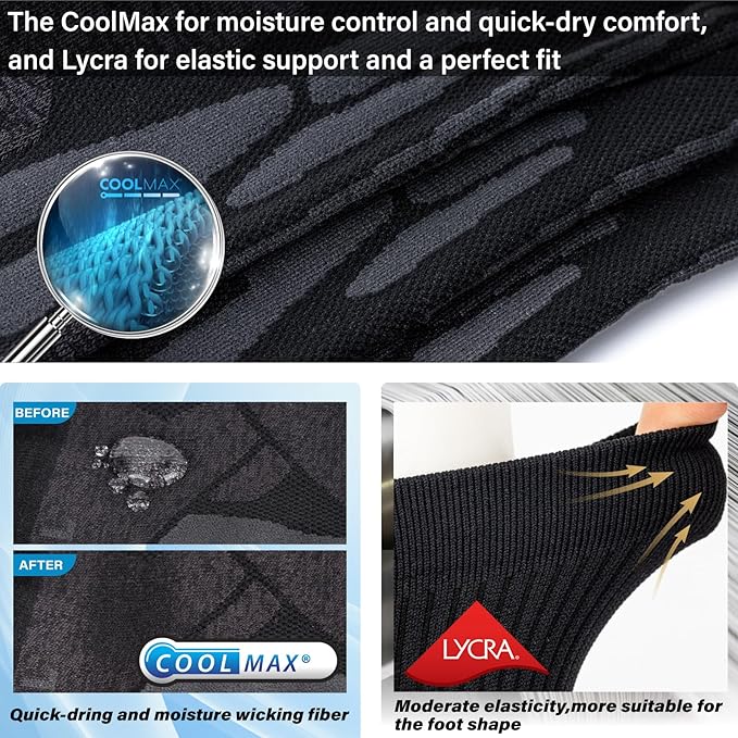 Hylaea Quarter Athletic Running Socks No Blister, Cushion Moisture Wicking Socks for Cycling Sport