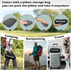 Memory Foam Camping Pillow - Lightweight & Portable Small Travel Pillow for Airplane & Train Travel, Camping, Backpacking, Removable Washable Cover, Easy to Clean, Includes Storage Bag