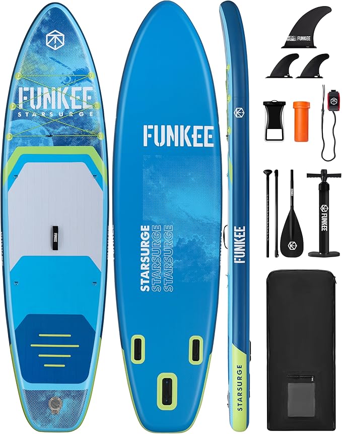 11’×34"×6" Extra Wide Inflatable Stand Up Paddle Board, Sup Board with Removable Fins, Backpack, Floating Paddle, Safety Leash, Floating Phone Case for Adults & Youth of All Skill Levels