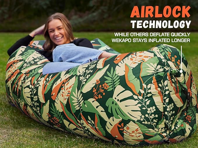 WEKAPO Inflatable Sun Lounger, Air Sofa, Hammock, Portable, Waterproof and Leak-Proof, Ideal for Backyard, Beach, Travel, Camping, Picnics and Music Festivals