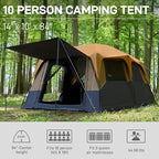 EVER ADVANCED 10 Person Camping Blackout Tent, Multi Room Tent for Family, Large Tents with Rainfly and Carry Bag, 2 Doors, Water-Resistant, 14ft x 10ft x 84in