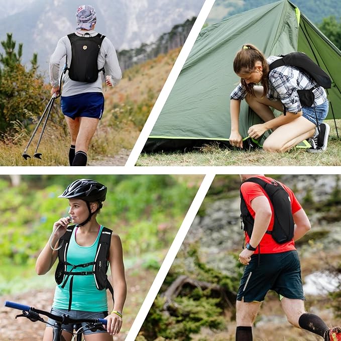 Hydration Backpack with 2L Water Bladder Bag, Lightweight and Breathable Running Vest for Men, Adjustable Chest Straps Water Pack for Cycling Hiking Climbing Outdoor