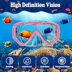 U PHITNIS Kids Snorkel Set for Age 4-14 - Dry Top Snorkeling Gear for Kids Junior & Youth - Childs Diving Mask with Big Eyes for Boys Girls - Anti-Fog Snorkeling Mask and Snorkel Set