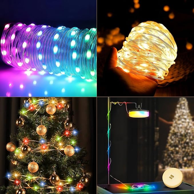 2Pack Camping String Lights, 4 in 1 Quick Storage 32.8FT Rechargeable Tent Lights with 6 Modes Hanging Waterproof Camp Lamp Camping Essentials for AwnTent Hiking Garden Bedroom Festival (Warm White)