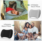 2 Pack Inflatable Travel Camping Pillow with Removable Cover Backpacking Blow up Neck Air Pillow Compressible for Lumbar Support Travel Hiking(Black,Grey)