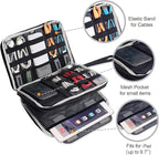 BUBM Double Layer Electronics Organizer, Travel Gadget Bag for Cables, Memory Cards, Flash Hard Drive and More, Fit for iPad or Tablet(up To 9.7")--Large, Blue