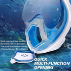 Devilfish Full Face Snorkel Mask Adults, Dry Top System Snorkeling Set with Foldable Sunglasses, 180 Degree Panoramic View Snorkel Gear, Scuba Diving Masks Anti-Leak & Anti-Fog